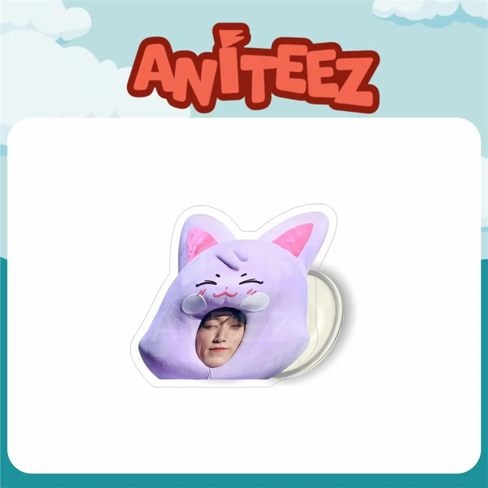 Kpop ATEEZ Cartoon Cute Acrylic Phone Stand Mobile Phone Transparent Retractable Stand Hongjoong Jongho Mingi Fans Collection