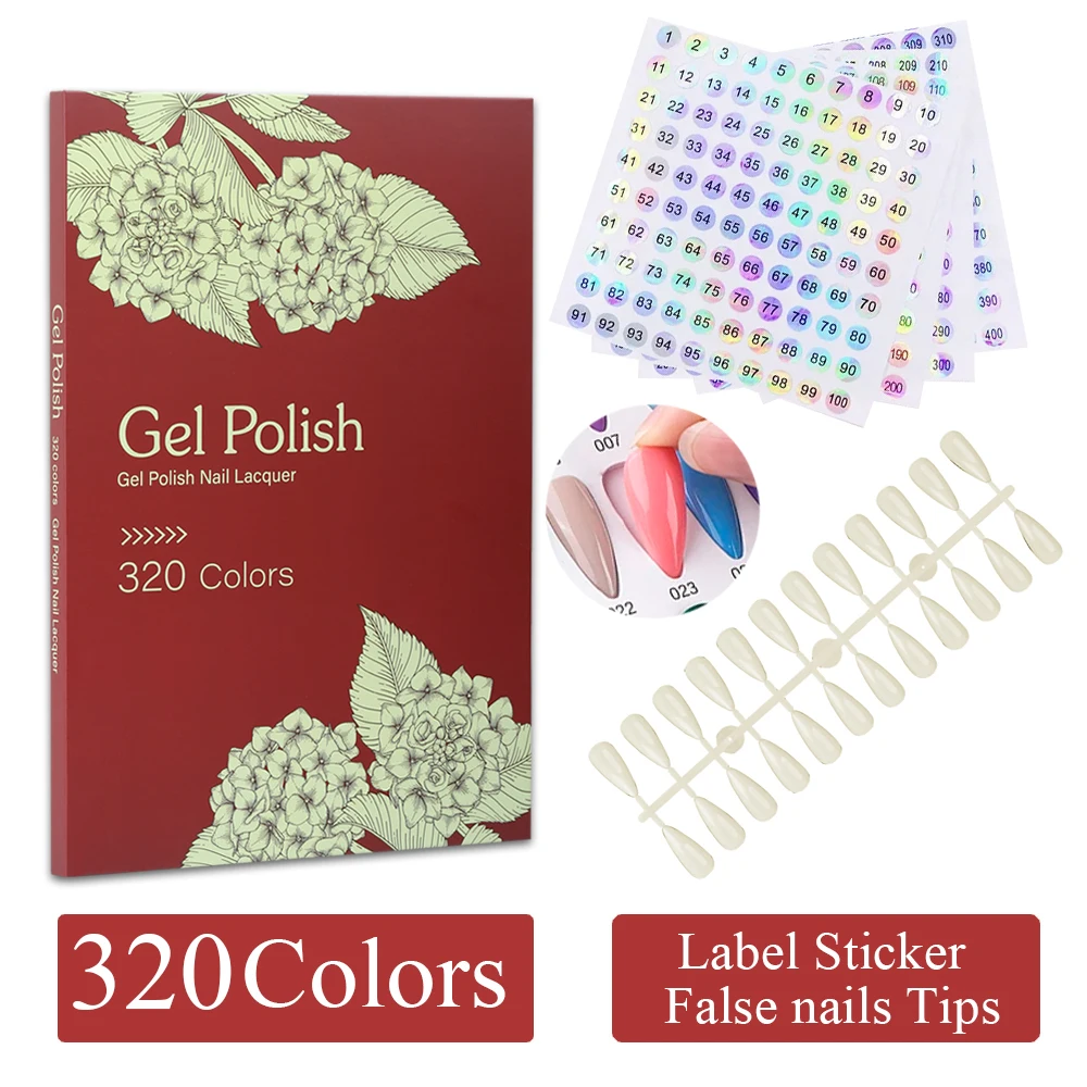 New 320 Nail Polish Coloring Book with 480 Natural Tips Red Nail Display Book Board Color Chart for Nails Salon DIY Showing rack