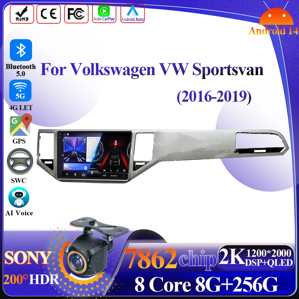 

Android 14 Carplay For Volkswagen VW Sportsvan 2016-2019 Multimedia Video Player 5G Wifi High-performance CPU 5G Touch Display