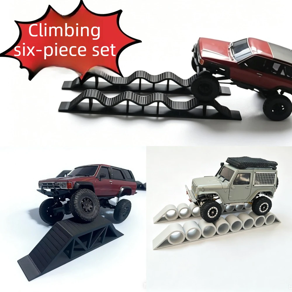 SCX30 RC Car Obstacle Set 6 Pieces 1/24 1/35 Model Universal Extended Single-Sided Bridge Obstacle Toy Car Decorative Ornament