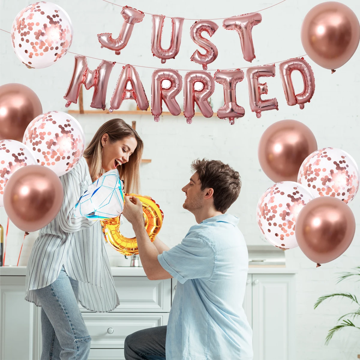 16inch Just Married Alphabet Foil Letter Balloon Party Balloon Wedding Decorations Confetti Balloons Shower Supplies