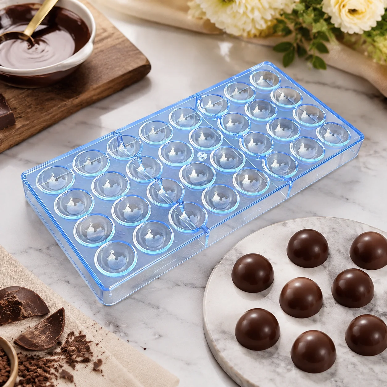 24-Cavity Hemisphere Chocolate Mold, Beginner-Friendly Non-Stick 3D Ball Mold for Candy, Soap, Resin, Jelly & Butter