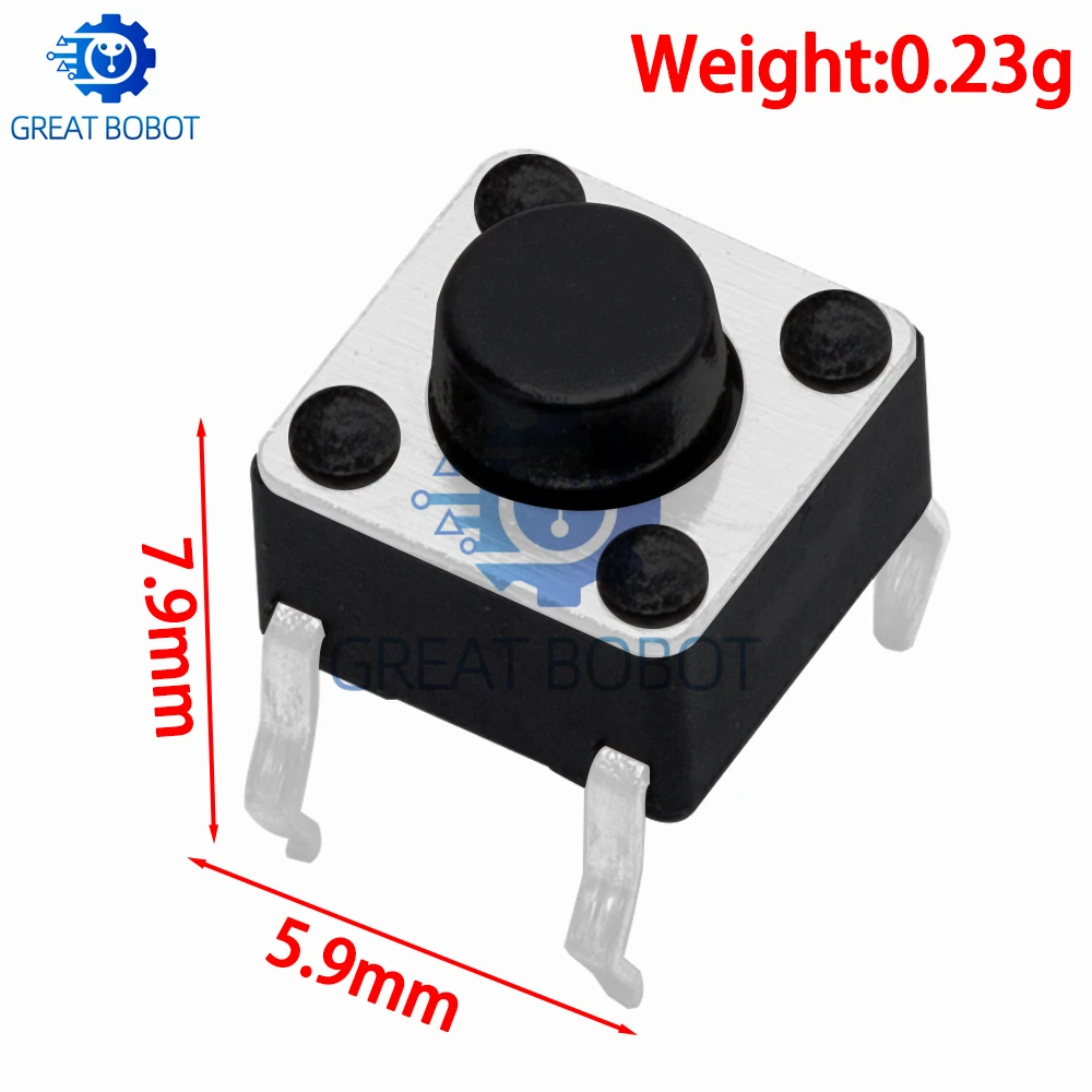 665mm 4Pin DIP Momentary Tactile Switch 100PCS Assortment Electronic Push Buttons