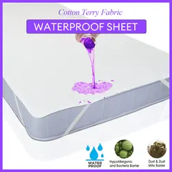 Waterproof Bedsheet Cotton Terry Flat Sheet Style Mattress Cover Anti Mites & Washable Sheet Protector