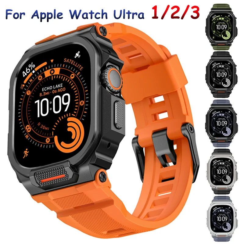 Zinc Alloy Case+Silicone Strap For Apple Watch Ultra 3-2-1 49mm Vibrant Color Two-in-one And Half-package One Band iWatch 3 49mm