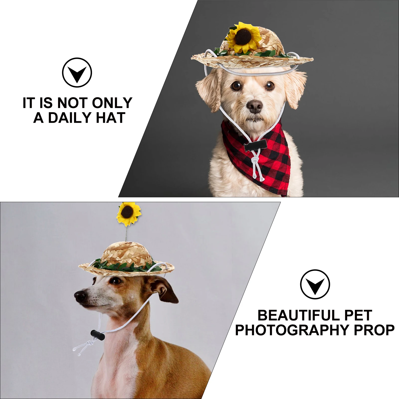Straw Hat Sunflower Cap S Size Elastic Cloth Photo Prop Pet Supplies Dog Cat Rabbit Hat Summer Spring Costumes Pet Accessories