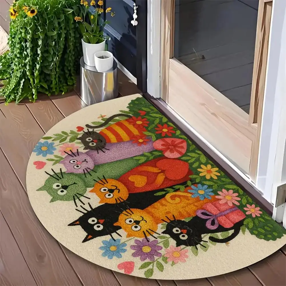 Floor Mat Anti Slip Cat Attern Facecloth Floor Mat Bathroom Entrance Living Room Three Floor Mats Home Decoration Washable