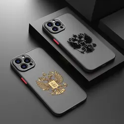 Two-headed Birds Russian Flags Emblem Matte Phone Case for iPhone Apple 14 13 11 12 MINI Pro XS Max XR X 7 8 SE 2022 6 6S Case