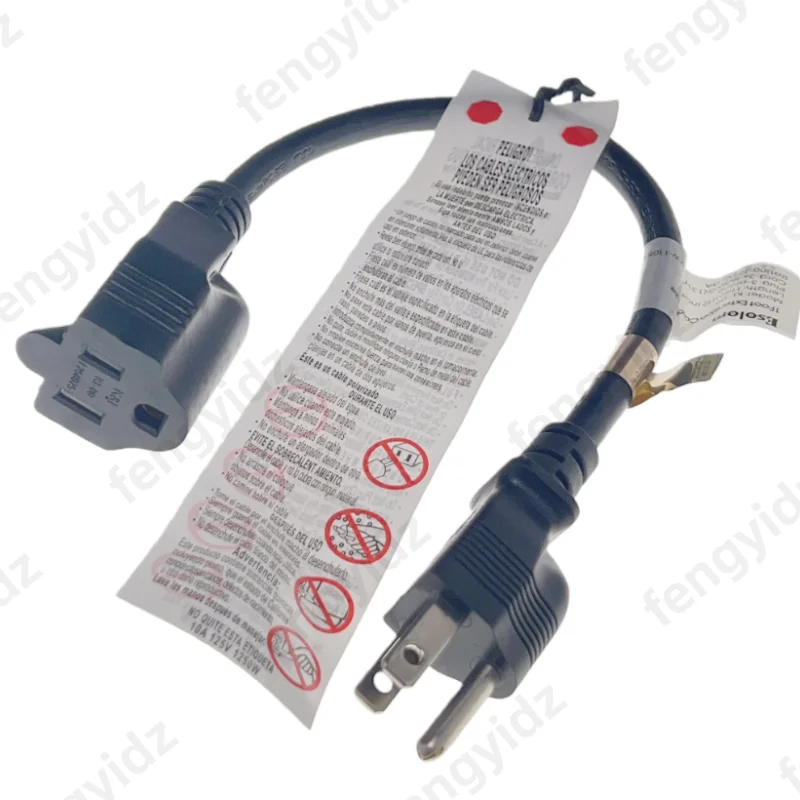 USA 3 Prong Male Plug to Female Socket Extension Cable American NEMA 5-15P To 5-15R Power Cord 0.3m