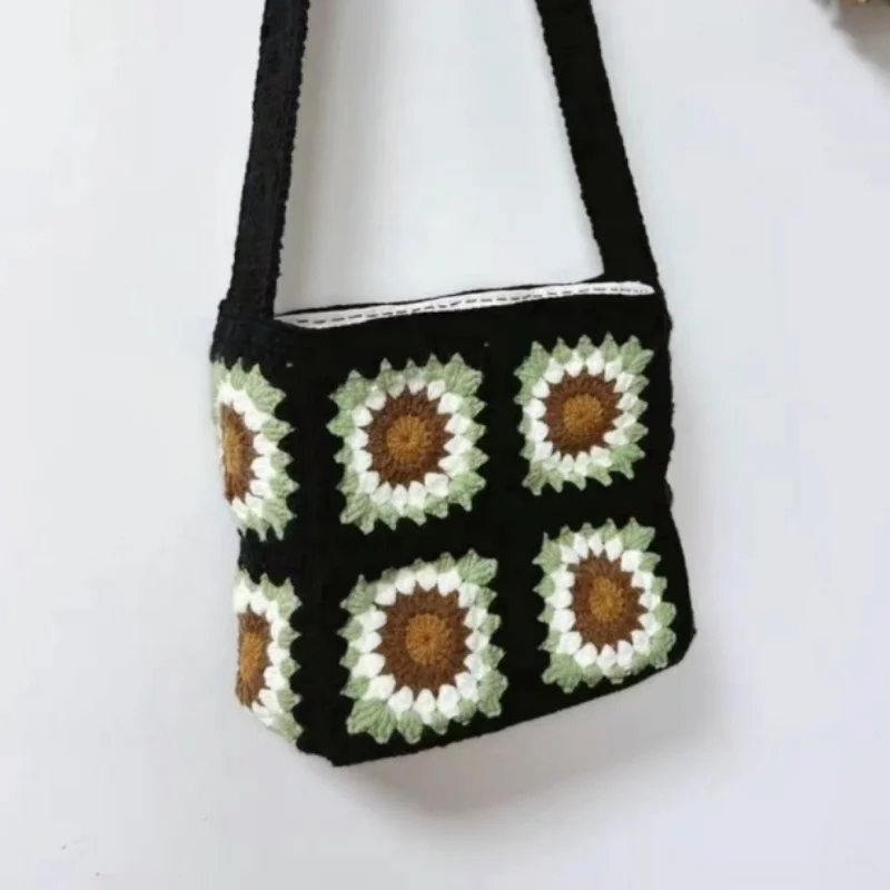 

Handwoven small floral crossbody bag, phone key storage bag, shopping carry on bag, lightweight lining, shoulder bag