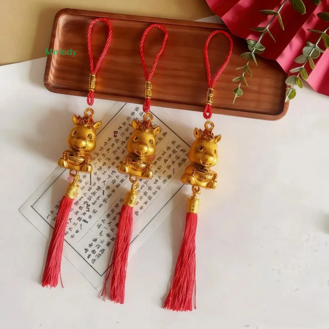 6 قطعة السنة الصينية الجديدة فانوس قلادة محظوظ الديكور 2026 سنة الحصان الجدار الشنق سيارة زخرفة هووسورمينغ الهدايا