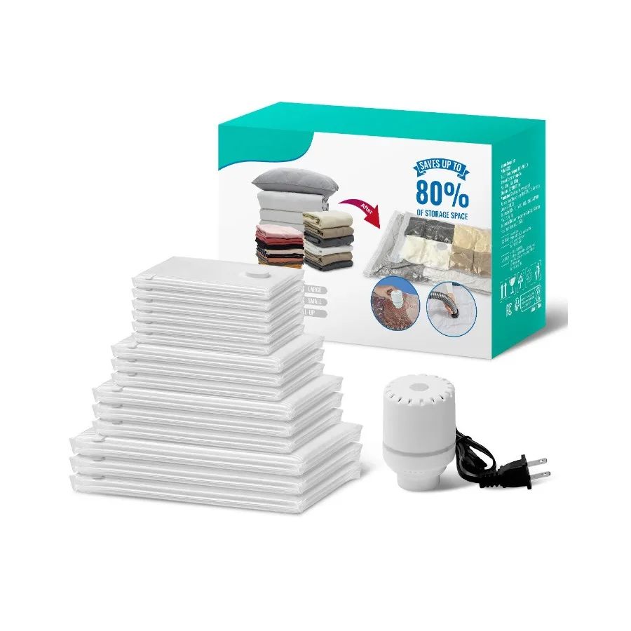 Vacuum Storage Bags 15 Pack Space Saver Seal Bag 3 Jumbo 3 Large 3 Medium 3 Small 3 Roll Compression Airtight Zipper Space Bags