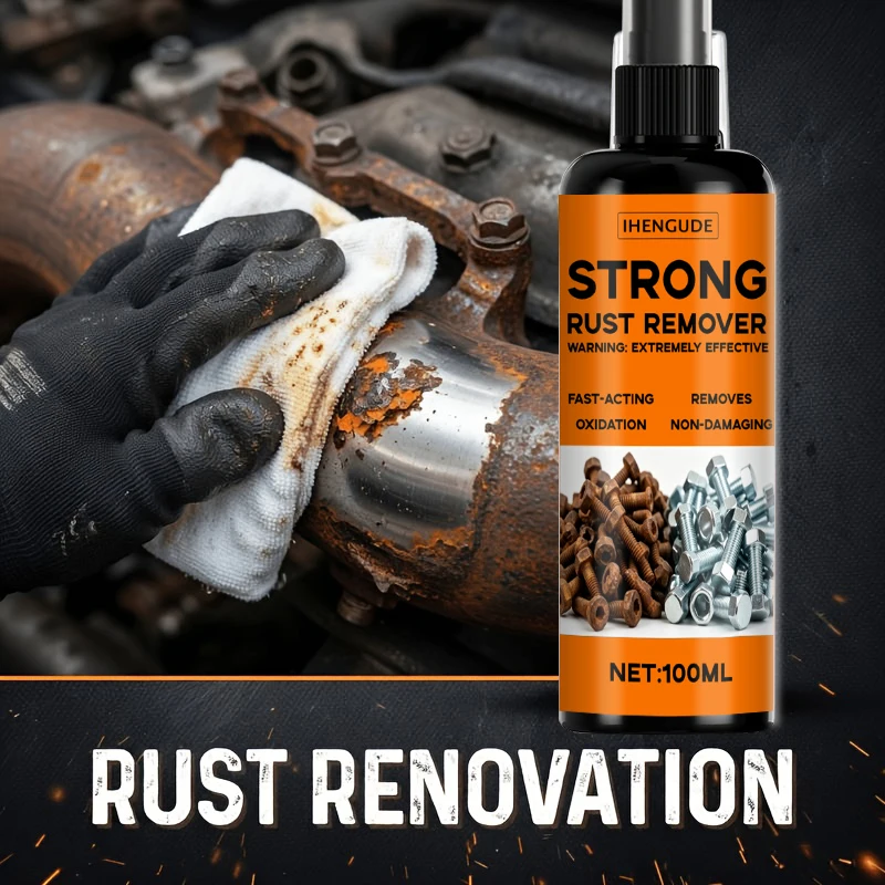 Powerful Rust Remover Spray - Instant-Acting, Powerful Metal Rust Remover That Quickly Removes Rust from Cars, Tools, Pipes, Workshops, and Garages - Heavy-Duty Metal Pro Formula, Leaves Metal Shiny after Cleaning