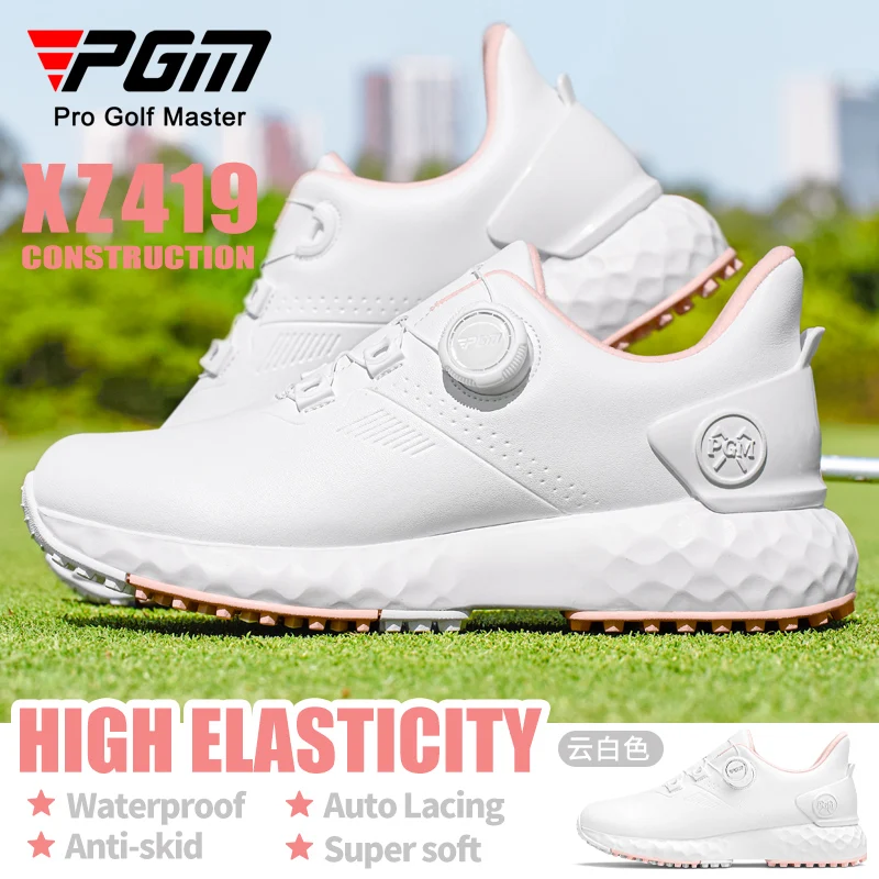 PGM Golf Shoes Summer Women's Waterproof Anti-slip Golf Sneakers Women's Superfiber TPU Breathable Heightening Casual Shoes