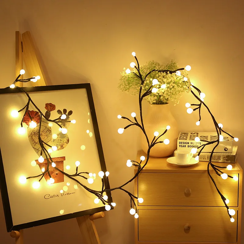 

72/144 LEDs Branch Vine Lights Christmas Decorations Indoor Home Decor Artificial Plants Flowers Tree Willow Vine for Room Decor