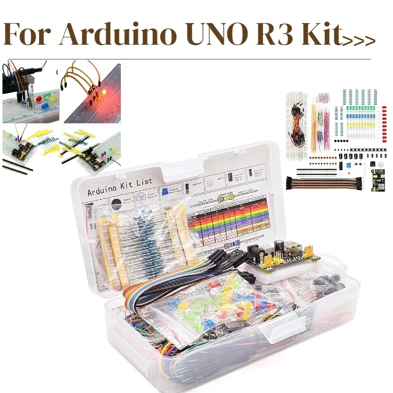For Arduino UNO R3 Kit DIY Project Starter Kit  Electronic DIY Kit Electronic Component Set With Box 830 Tie-points Breadboard