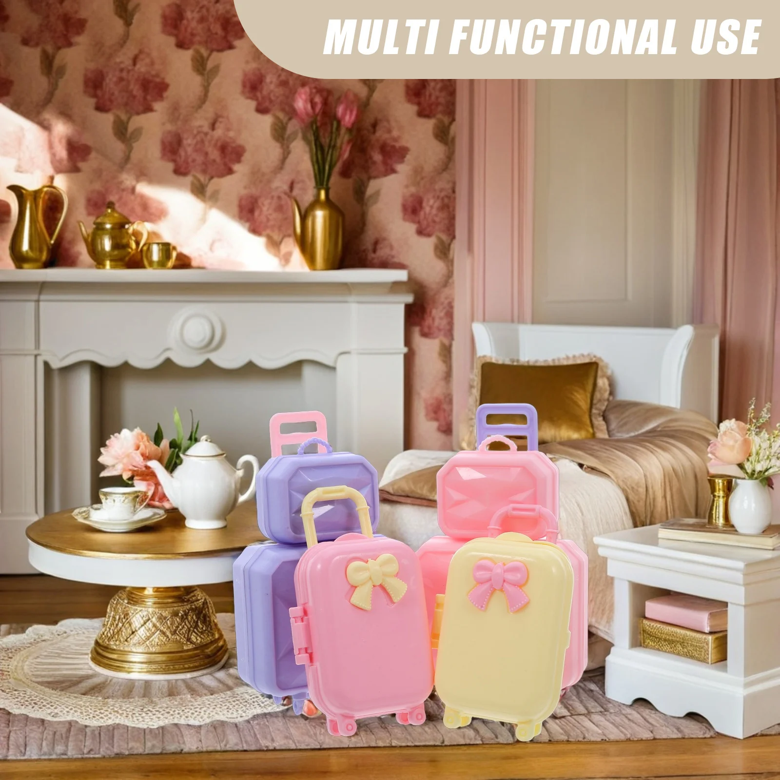 4 stuks mini-bagage 30 cm opbergkoffer voor poppenhuis decor levendige stijlvolle organisator buitenavontuur kinderspeelgoed opbergdoos
