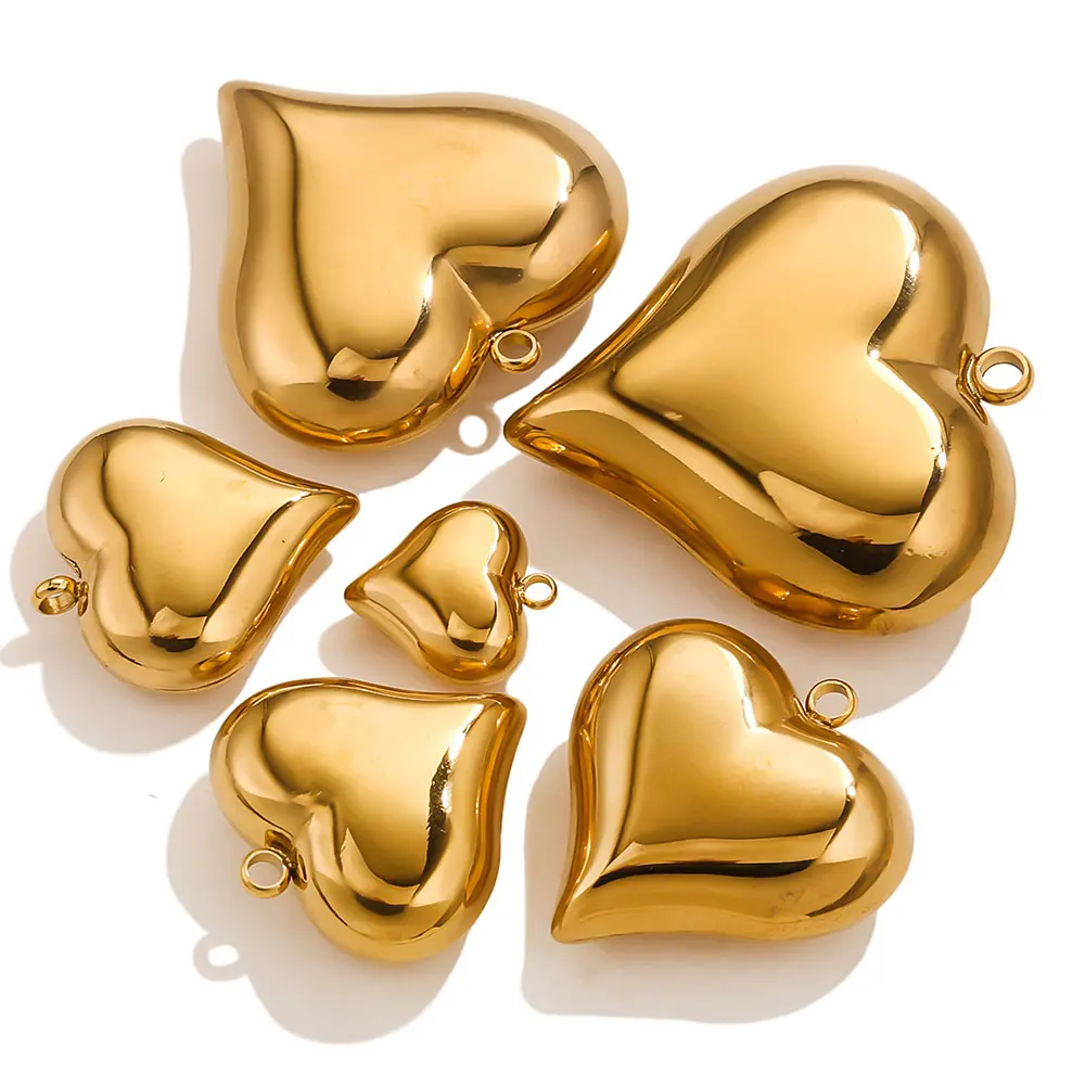 ステンレス製のハートチャーム、中空PVD金メッキペンダントコネクター、女性用イヤリングネックレスジュエリー製作アクセサリー