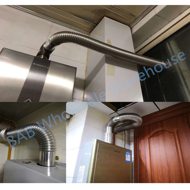 Fireproof gas water heater chimney stainless steel 60-150mm aluminum strong universal exhaust intake pipe extension tube
