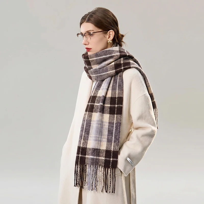 

2026 New Scarf Cashmere Plaid Fringe Winter Warm Scarves Classic Cozy Shawl Wrap Neck Scarf for Ladies Office Daily Wear Gifts