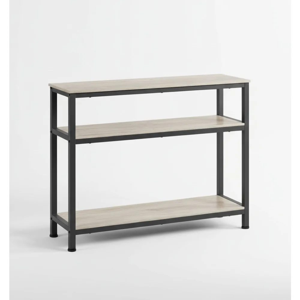

40 Inch Console Table with Storage Shelves, Rustic Gray Sofa Table for Living Room Entryway