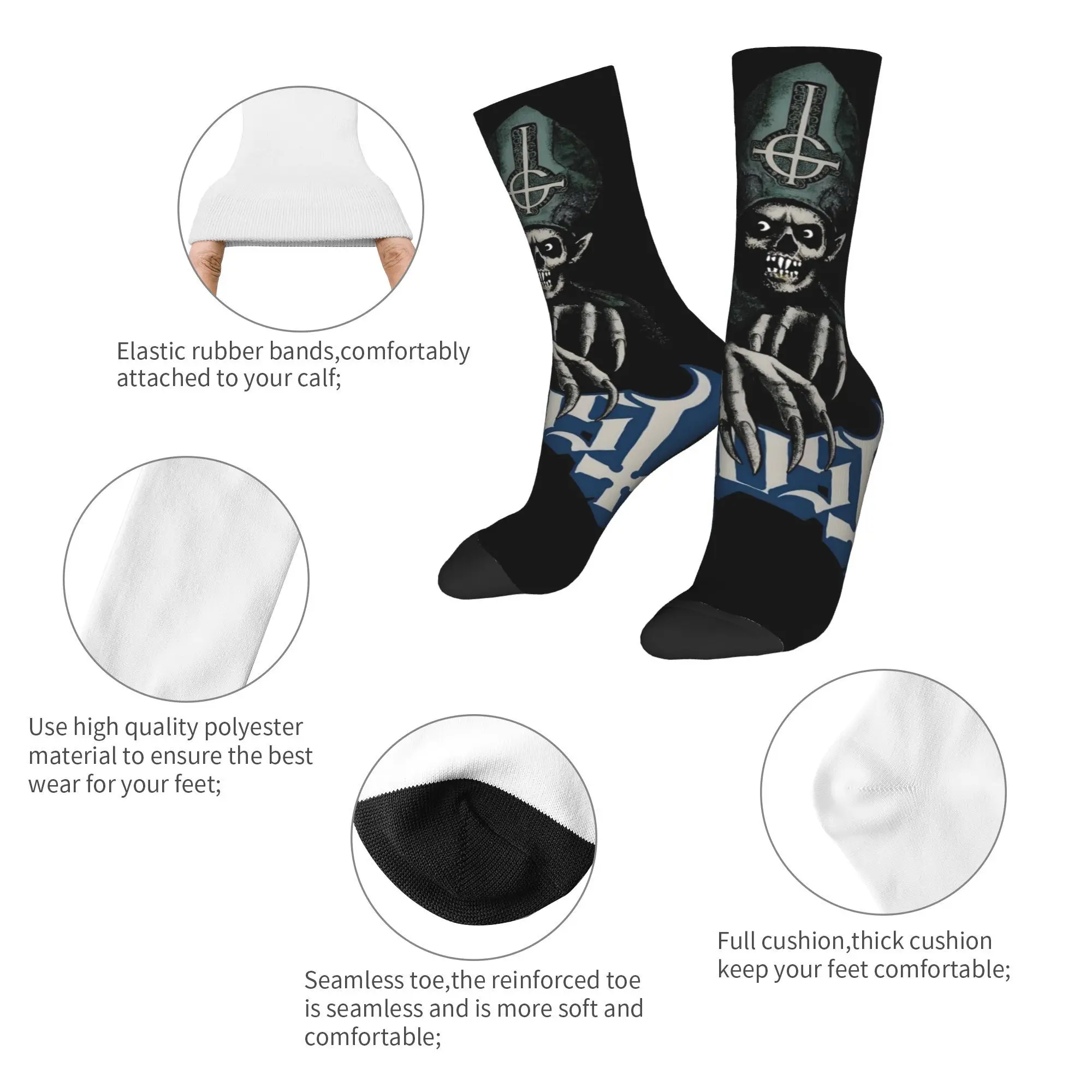 Custom Cute Men's G-Ghosts Heavy Metal Band Rock Dress Socks Unisex Warm Breathbale 3D Printing Popular Crew Socks