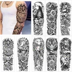 Big Size Men's Temporary Tattoos Large Arm Sleeve Tattoo Sticker Body Art Lion Fake Tattoo for Women Tatoo Waterproof
