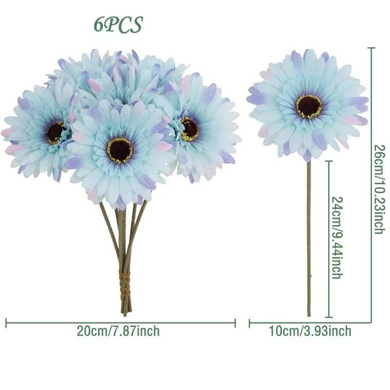 5/10 Stück 26cm Künstliche Seiden-Gerbera-Blumensträuße für Hochzeit, Heim- und Tischdekoration, Künstliche Gänseblümchen für DIY-Blumenarrangements – Detail 13
