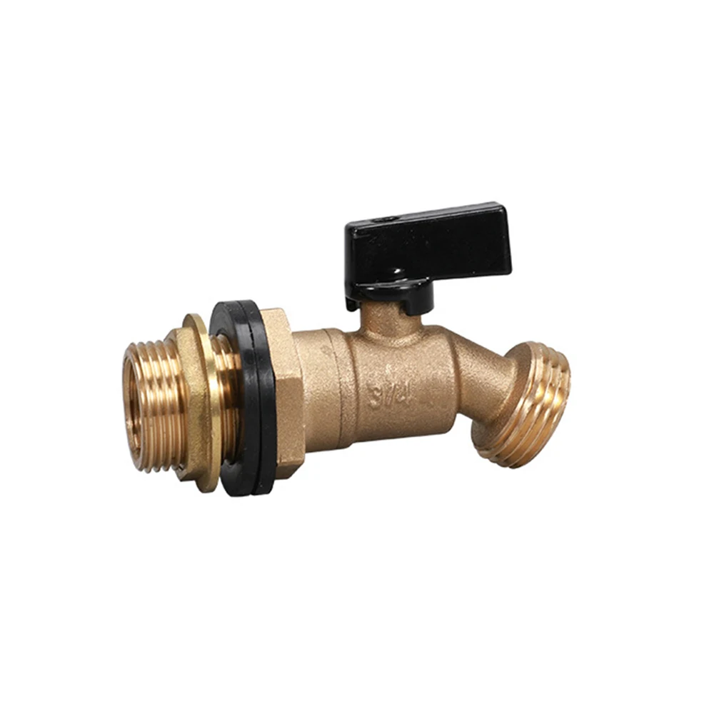 

Brass Ball Valve Turn Ball Valve Rain Barrel Spigot 3/4" Male Threaded with Bulkhead Fitting Set Brass Faucet Kit 1pc