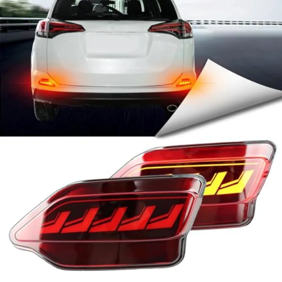 

【Spot goods】2Pc Full LED Rear Bumper Reflector Lights Kit for 2013 2014 2015 Toyota RAV4 Tail Lamp Brake Fog Lamps Daytime Runn