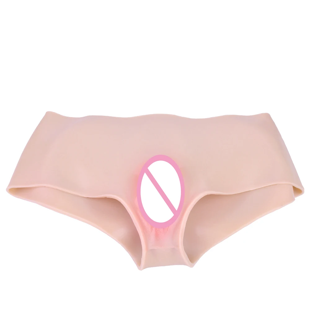 FAAK Silicone Panties Sexy Fake Pussy Triangle Pants Men\'s Hiding Gaff Underwear Butt Shaper Enhancer for Transgender Cosplay