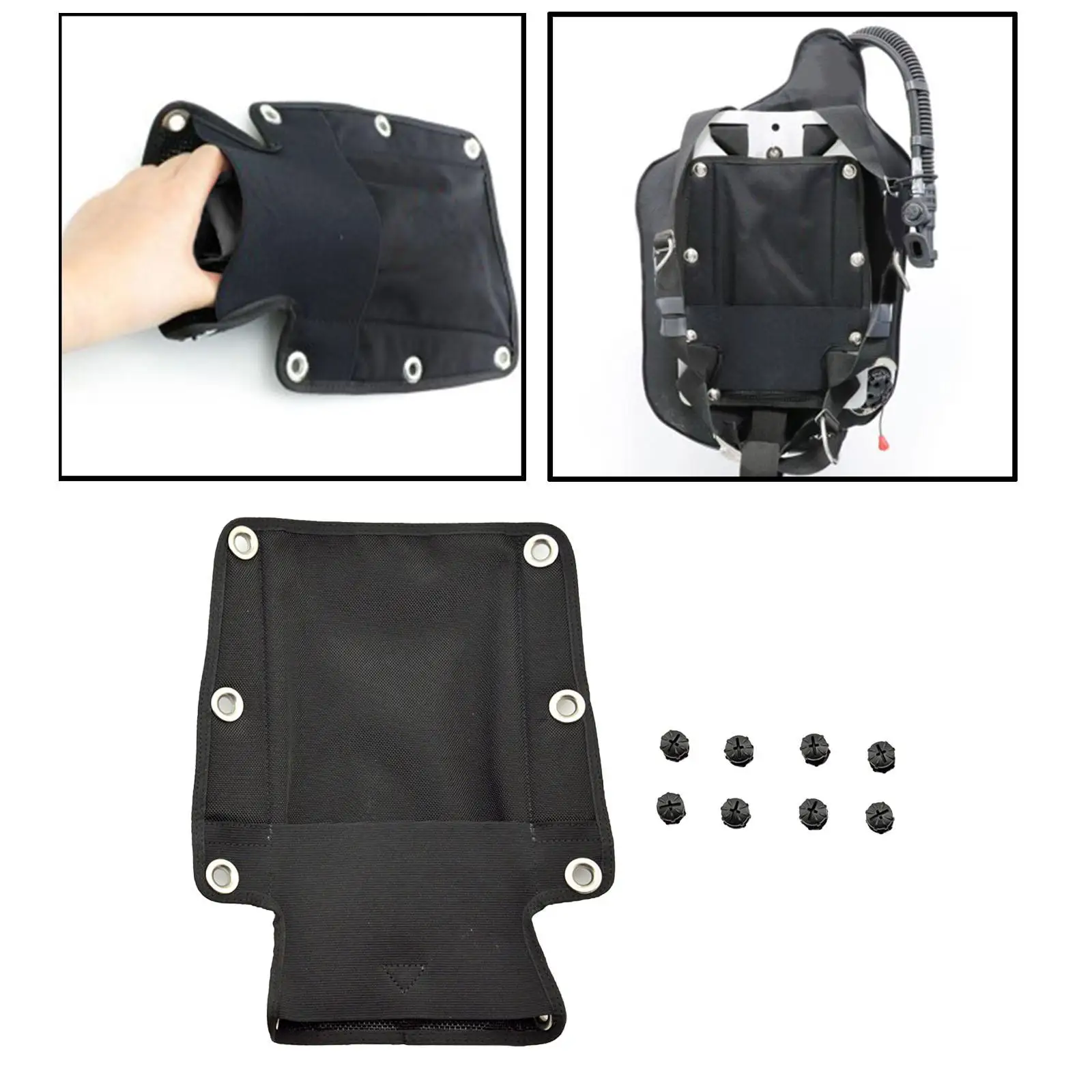 Scuba Diving Backplate Pad with 8 book screws to attach pad