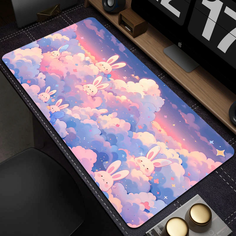 대형 게임용 마우스 매트 고무 마우스 패드, 귀여운 녹색 식물 잠금 가장자리 컴퓨터 마우스 패드, 게이머 HD 인쇄 테이블 매트 키보드 패드