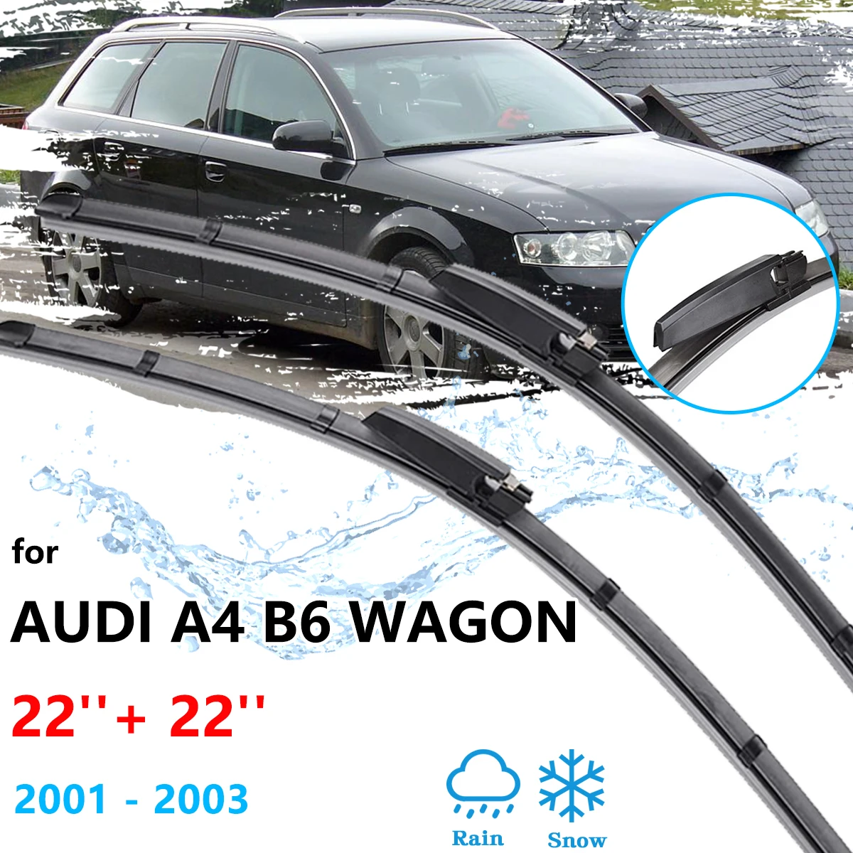 For Audi A4 B6 Wagon 2001 2002 2003 Front Wiper Blades Rubber Brushes Cutter Windshield Windscreen Window Cleaning Accessories