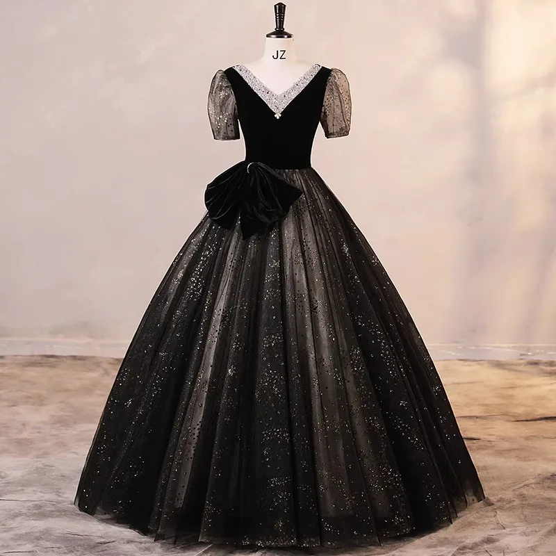 Vestido De baile negro para mujer, vestidos De quinceañera, vestidos De fiesta De cumpleaños De graduación De tul, Vestido Formal, 15 años