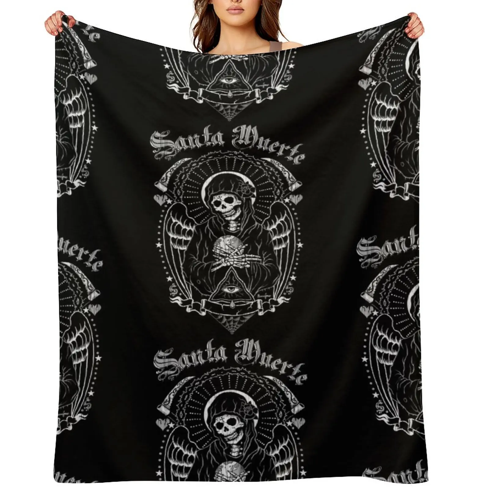 

Holy Death Santa Muerte Throw Blanket Retros Beach bed plaid Hairy Blankets