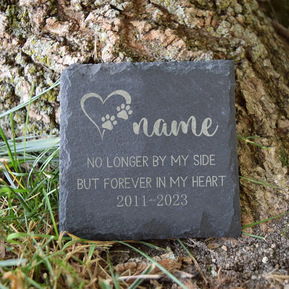 Gravado Pet Memorial Stone Slate, Pedra de sepultura de cão personalizada com nome, Pet Loss, Jardim, Lembrança Presente