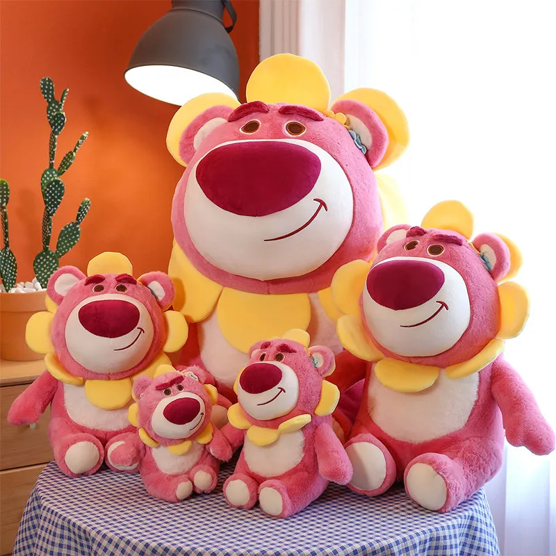 Disney Anime New Super Cute Sun Flower Lotso Plush Pink Doll Couple Gift Valentine's Day Gifts Little Bear Handmade Model Toys