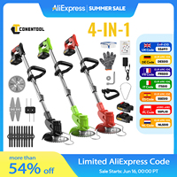 21V Cordless Strimmer Telescopic Lightweight Grass Trimmer 650W with 2 x 2000mAh Batteries, 4 Types Blade, Garden Lawn Trimming