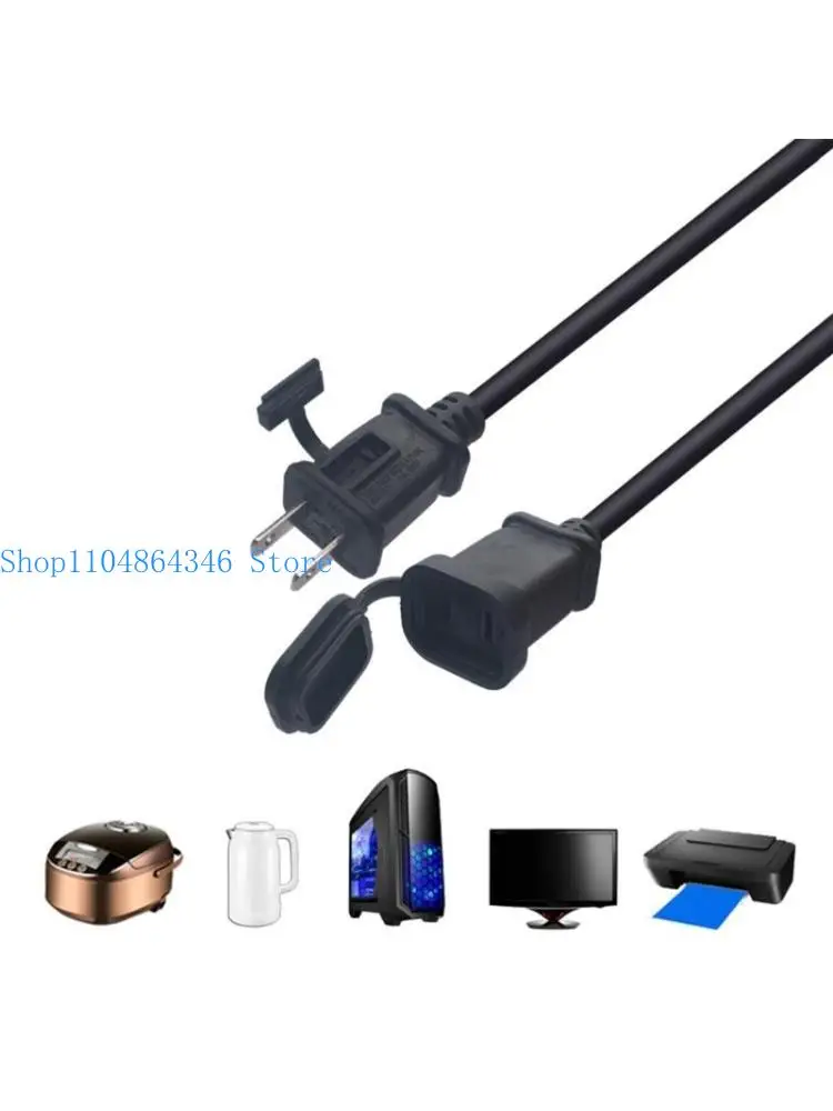 652F 2 Prong Male-Female Extension Cord PVC Power Cable Short Extension Cord 2m Cord