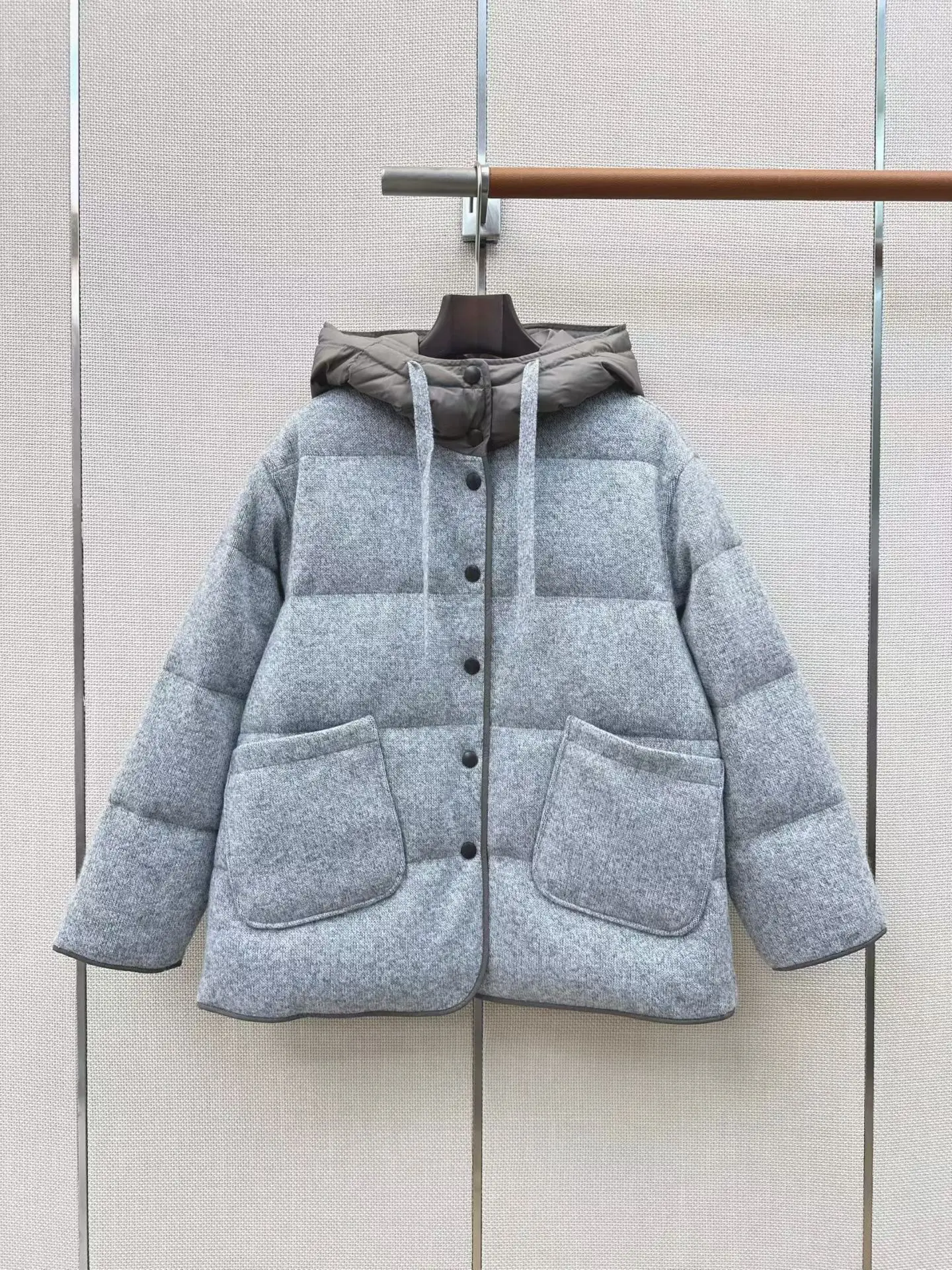 Women 100% Cashmere Shell Goose Down Coat Autumn Winter Warm Casual