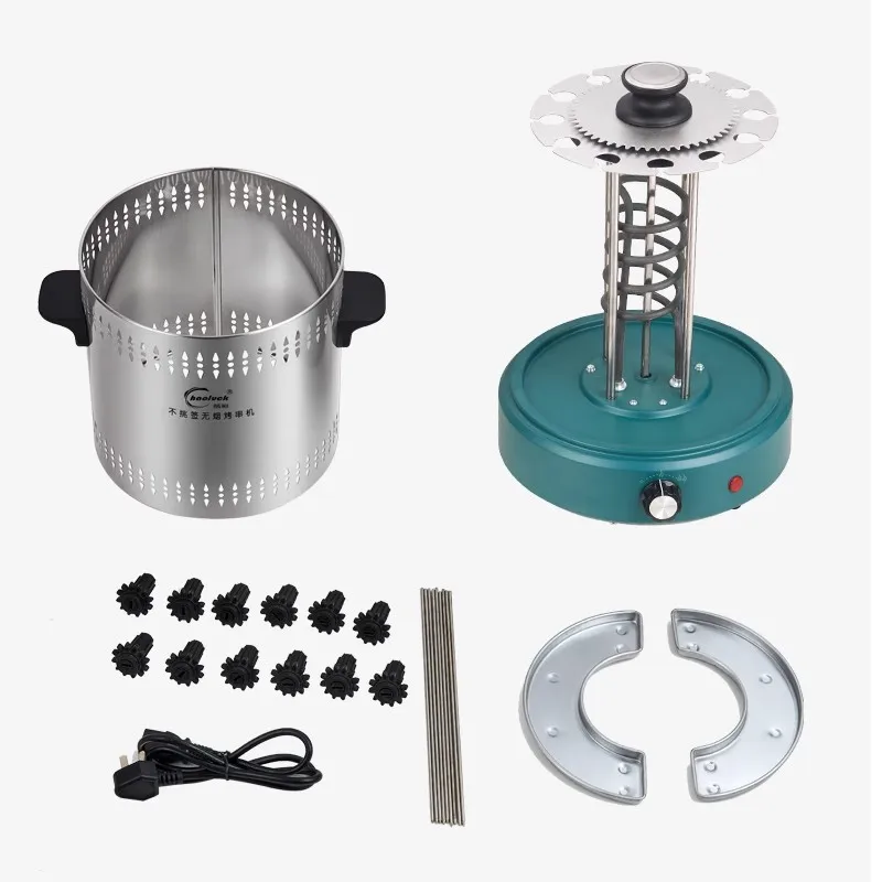 Electric Auto Rotating Grill 1200W, Stainless Steel Smokeless BBQ Machine for Home & Restaurant