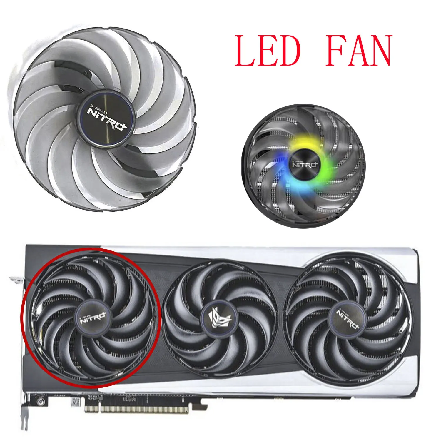 LED original fan 95MM 87MM FDC10U12D9-C FDC10H12D9-C suitable for Sapphire NITRO+ AMD Radeon RX 6700 6800 6900 XT graphics card