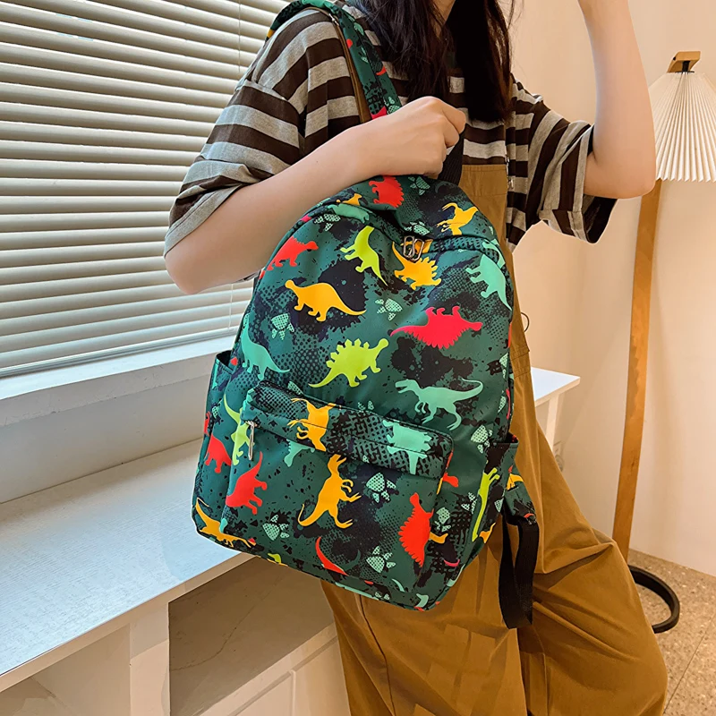 Cute Casual Cartoon Backpack Lightweight Nylon Zipper Unisex School Bag Campus Commuting Laptop