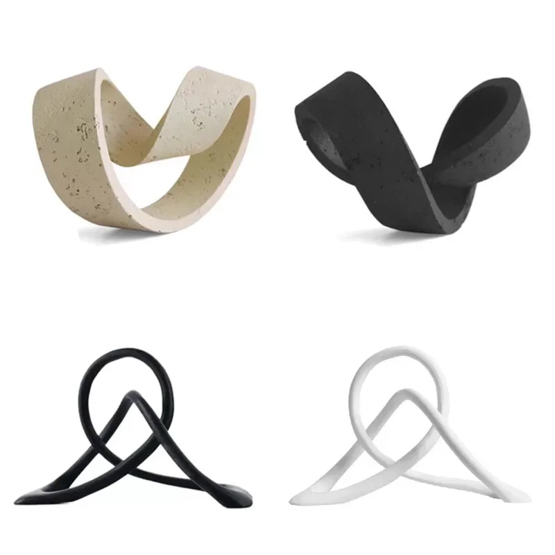 

Modern minimalist resin imitation travertine geometric ring art ornament model room living study abstract desktop decoration