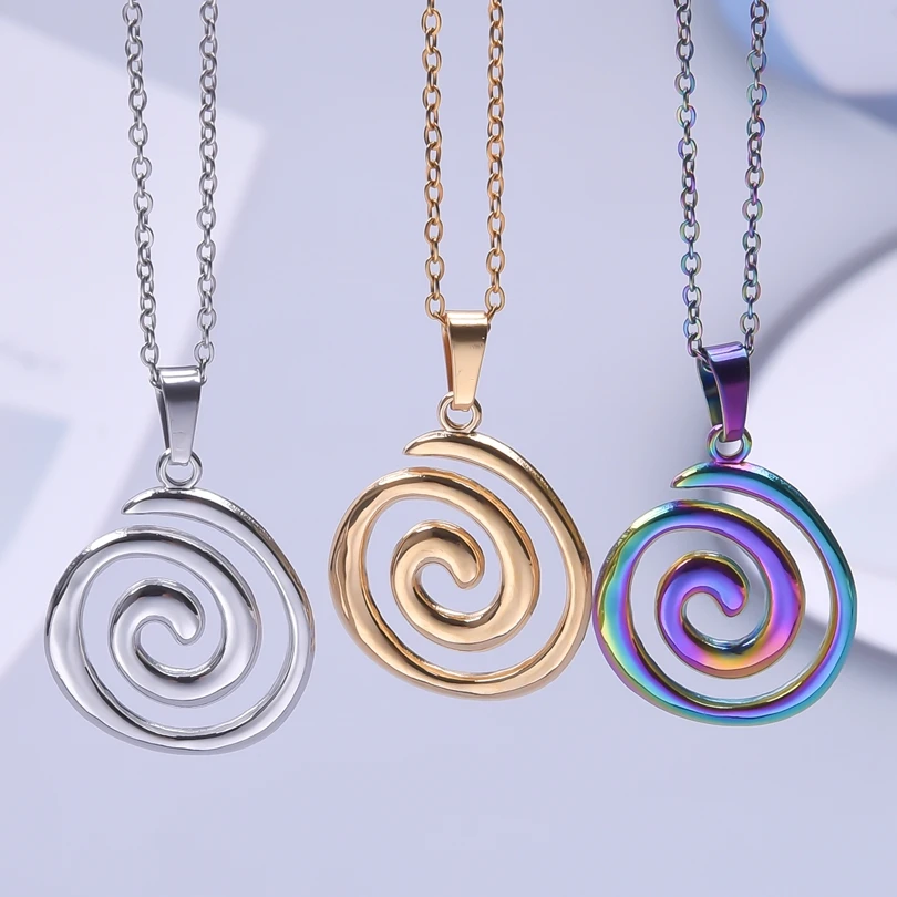 1Pc Grunge Jewelry Stainless Steel Swirl Necklace Goth Fashion Accessories Cute Punk Necklaces No Fading Ornaments Gifts