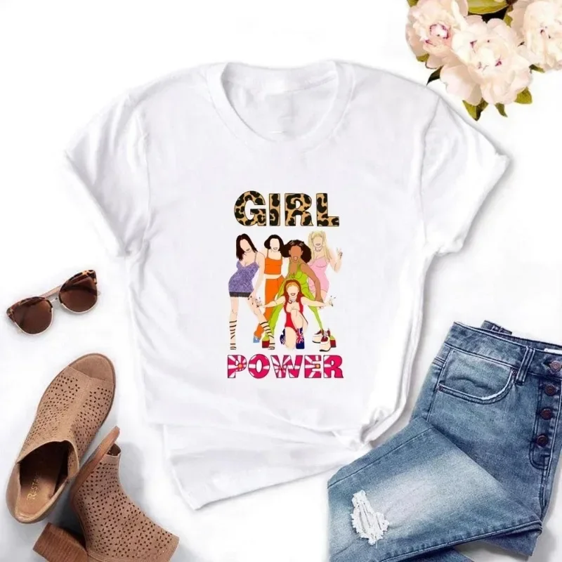 Spice Girls T-shirt Women\'s Cartoon Cotton T-shirt Short Sleeve Fashion Girls T-shirt Summer Printed Tops T-shirt Clothes Women