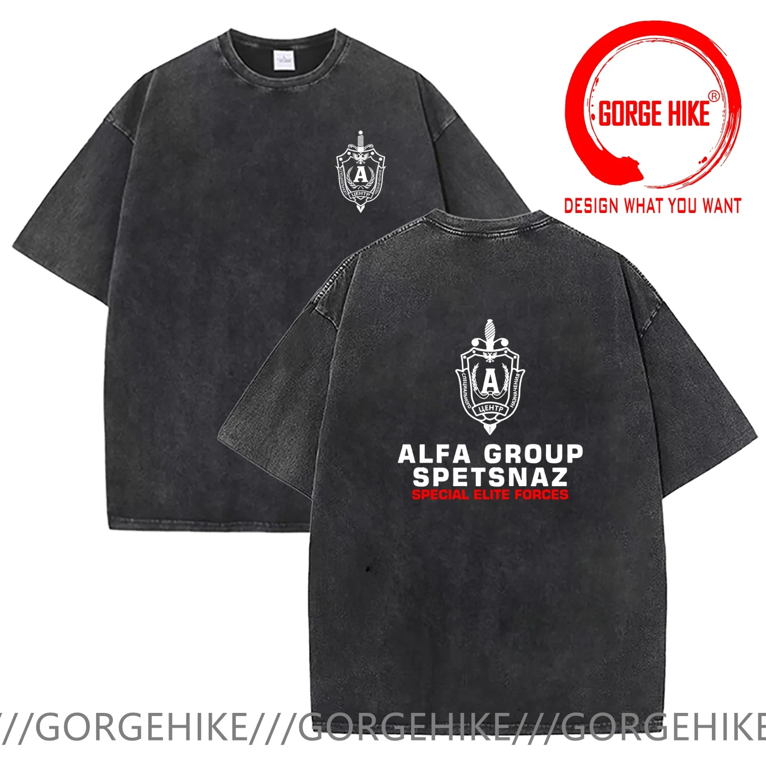 Vintage Washed Cotton T-Shirt Funny Designer Russian Anti-Terrorist Alpha Group Spetsnaz Badge - Spetsnaz Emblem T Shirt Men Fas