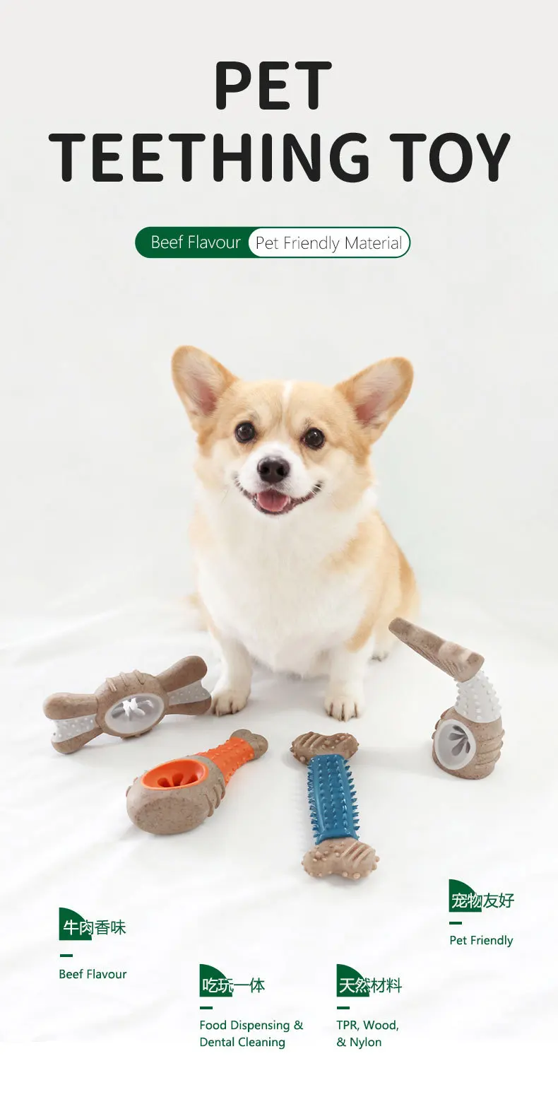 High Cost-effective Wood Plastic TPR Material Bite Resistant Dog Chew Toy for Pet Teeth Cleaning DROPSHIPPING