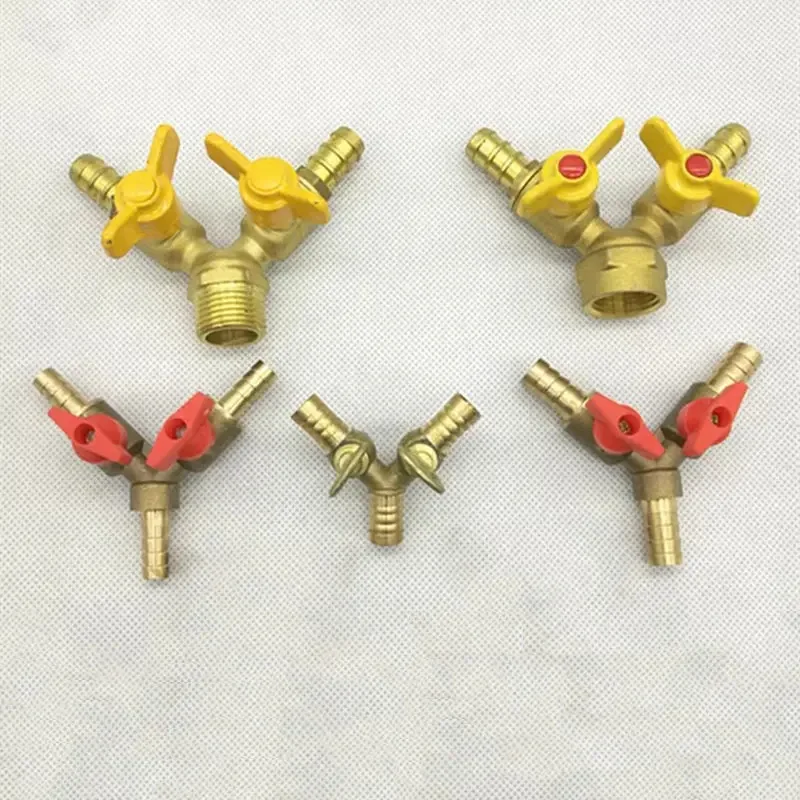 6 8 10 12mm Hose Barb Y Type Three 3 Way Brass Shut Off Ball Valve Pipe Fitting Connector Adapter For Fuel Gas Water Oil Air